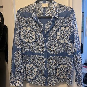 Nwot Sezane Blue Floral Blouse
